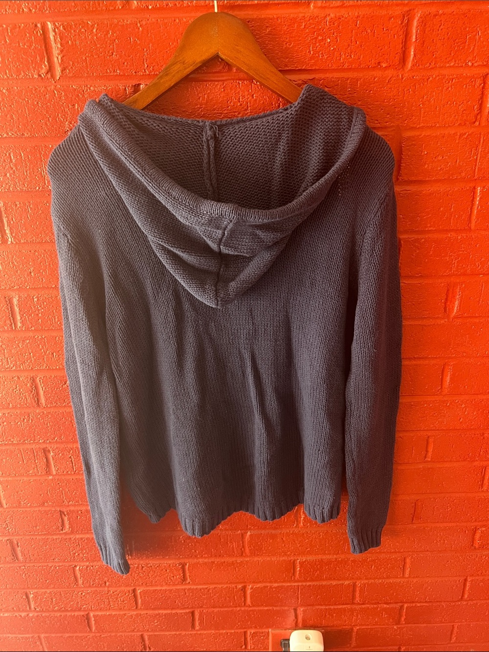 Vintage Havana Navy Knit Hoodie Sweater with White 'Salty' Script - Picture 3 of 7